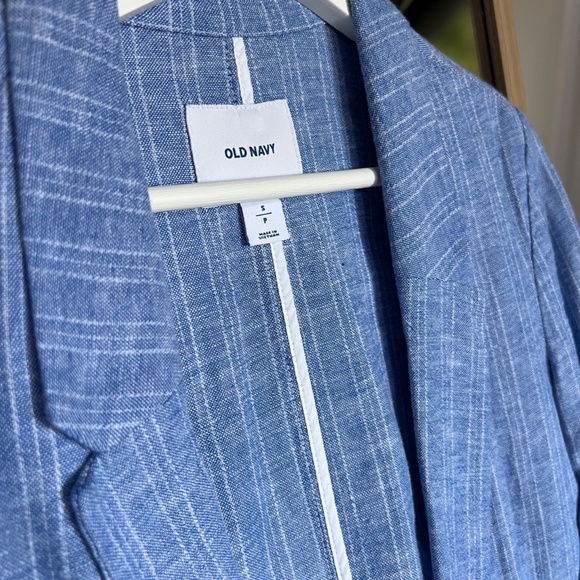Old Navy Blue & White Oversized Linen Blazer – Size S - Picture 2 of 4